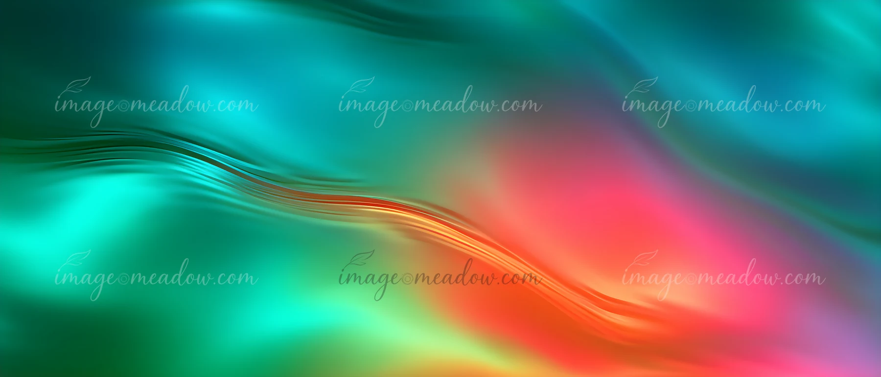 Colorful waves flow smoothly, blending shades of blue, green, red, and pink.