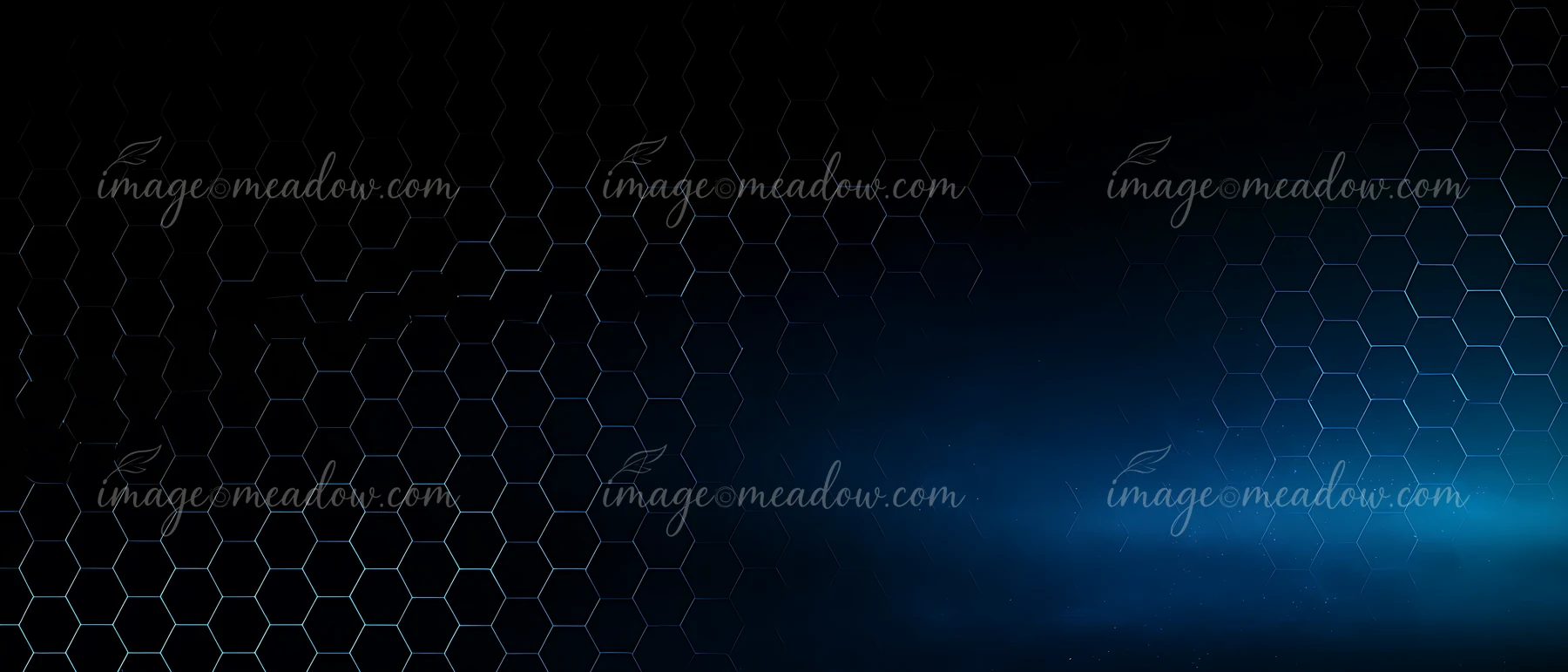 A dark background shows a hexagonal pattern with a soft blue light effect.