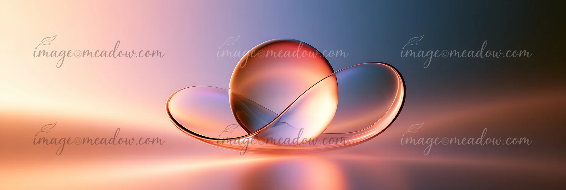 A glass sphere sits on a smooth surface surrounded by soft light.