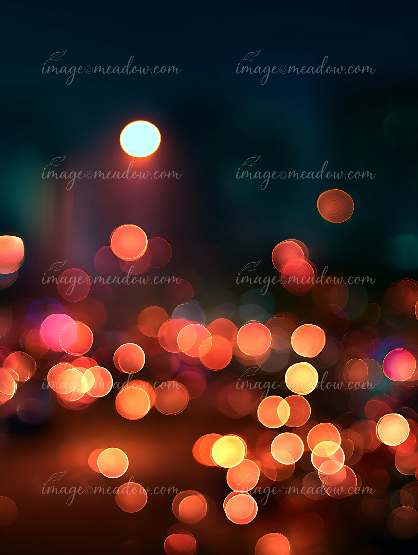 Bright, blurred lights fill the frame, creating a colorful atmosphere in a nighttime setting.