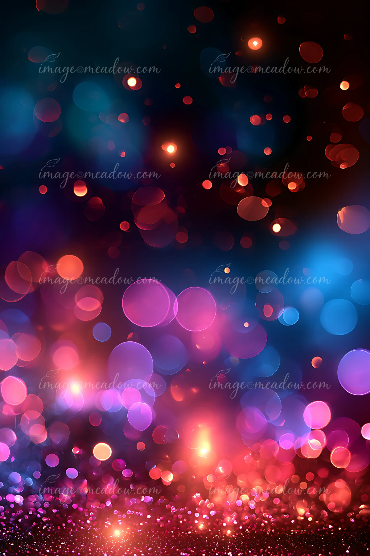 Bright bokeh lights in various colors fill the image, creating an abstract effect against a dark background.