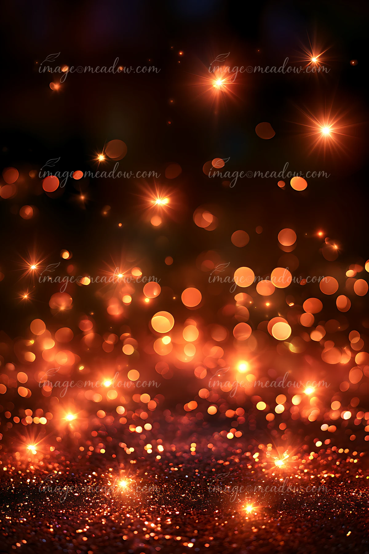 Bright sparkles and glowing lights create a magical background with a warm atmosphere.