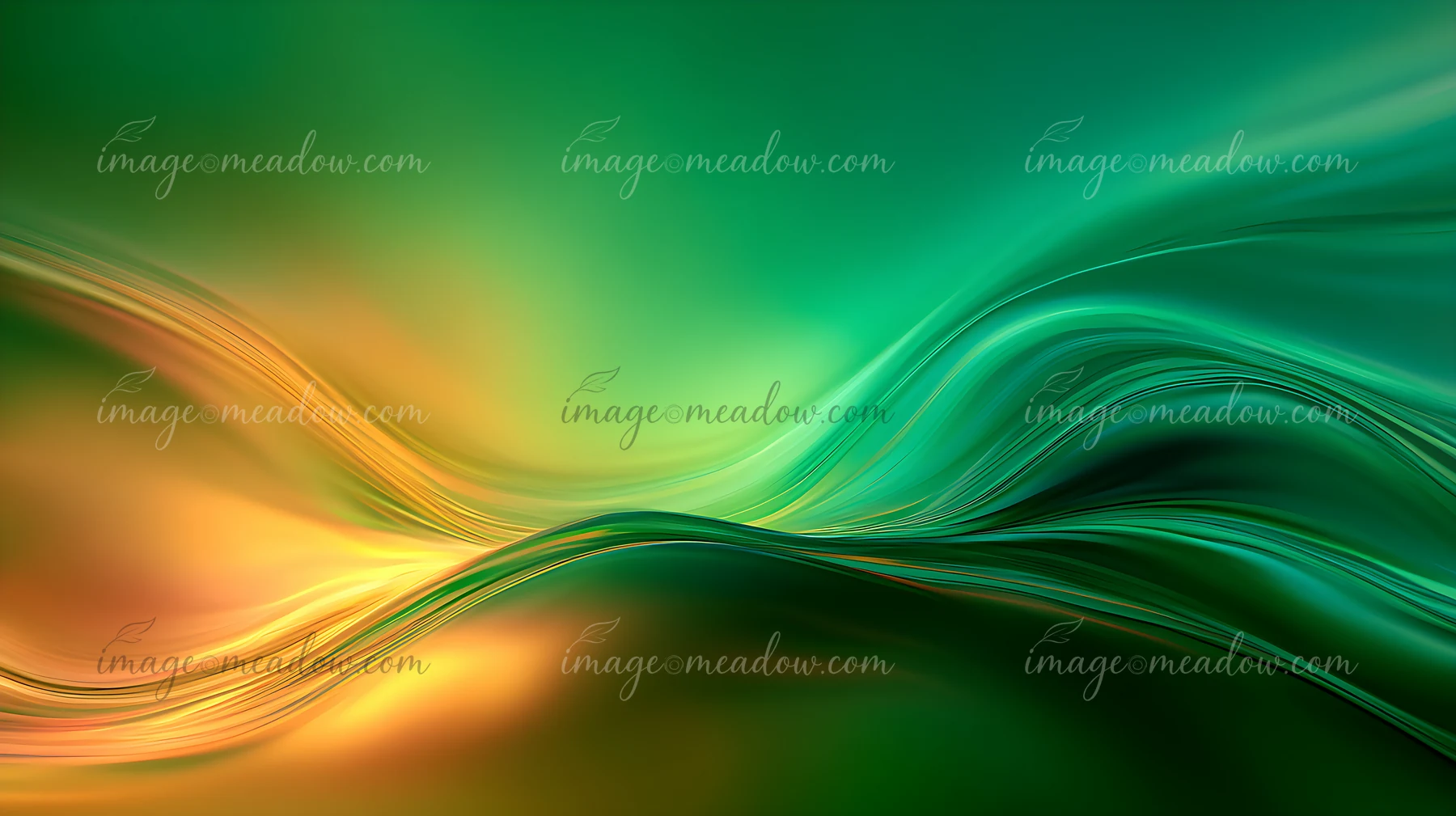 Colorful wave patterns in green and orange blend together, creating a smooth and dynamic visual effect.