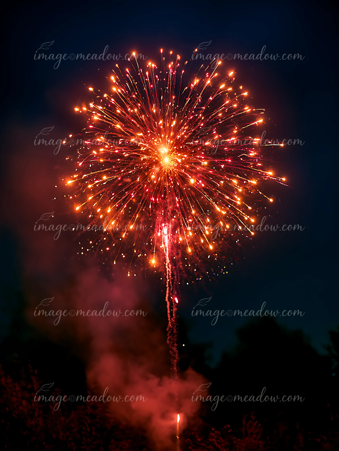 Fireworks light up the night sky with bright colors against a dark backdrop.