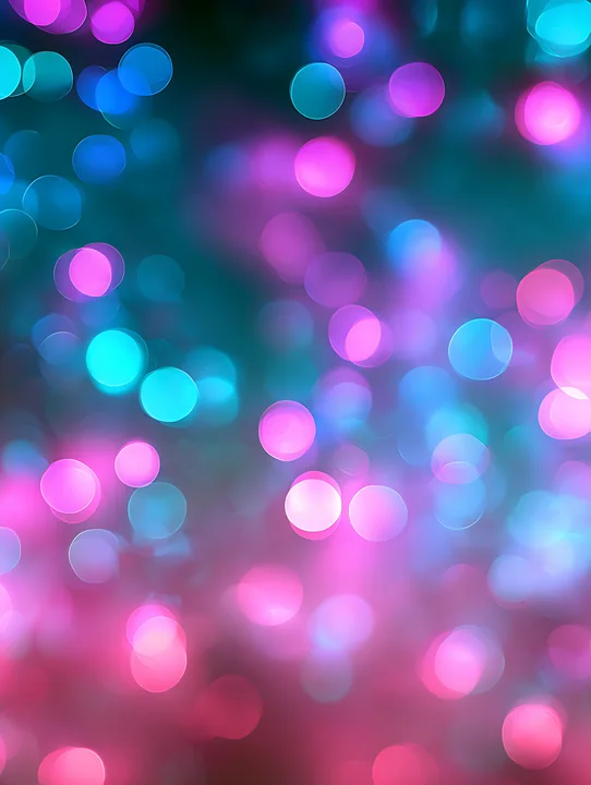 Bright bokeh lights in various colors create a soft and colorful background, perfect for festive settings or special events.