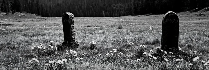 A cross stands tall in a quiet mountain meadow surrounded by trees and flowers. The location shows a wide grassy area with rocks and wild plants. This scene cap