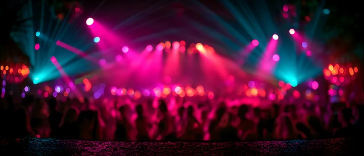 Colorful lights illuminate the dance floor as people enjoy a night out at a club.
